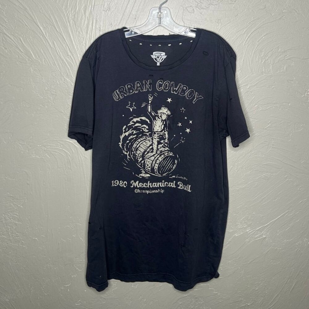Country Deep Urban Cowboy Distressed Graphic T-Shirt XXL